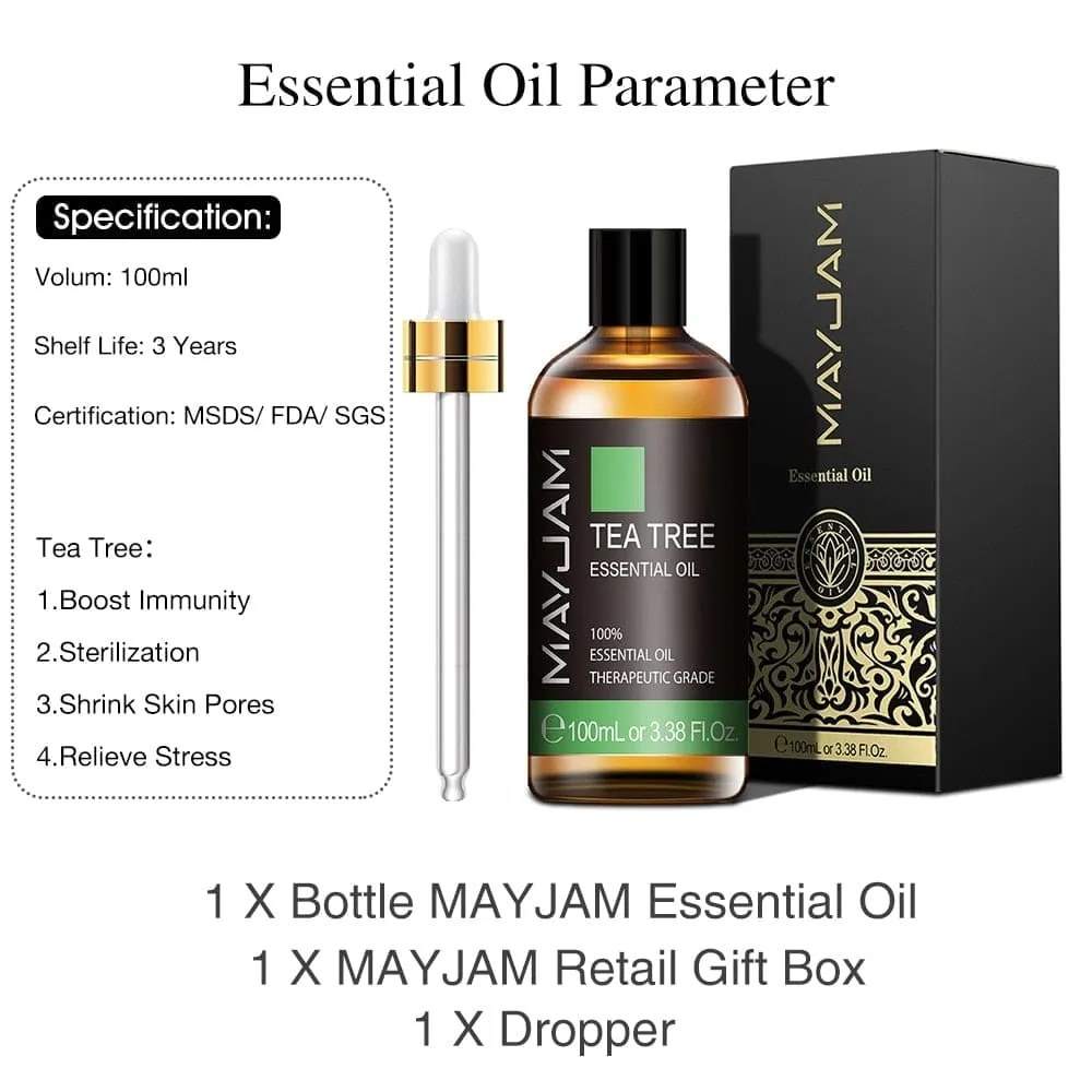 100ml Pure Natural Tea Tree Sandalwood Essential Oils Diffuser Plant Lavender