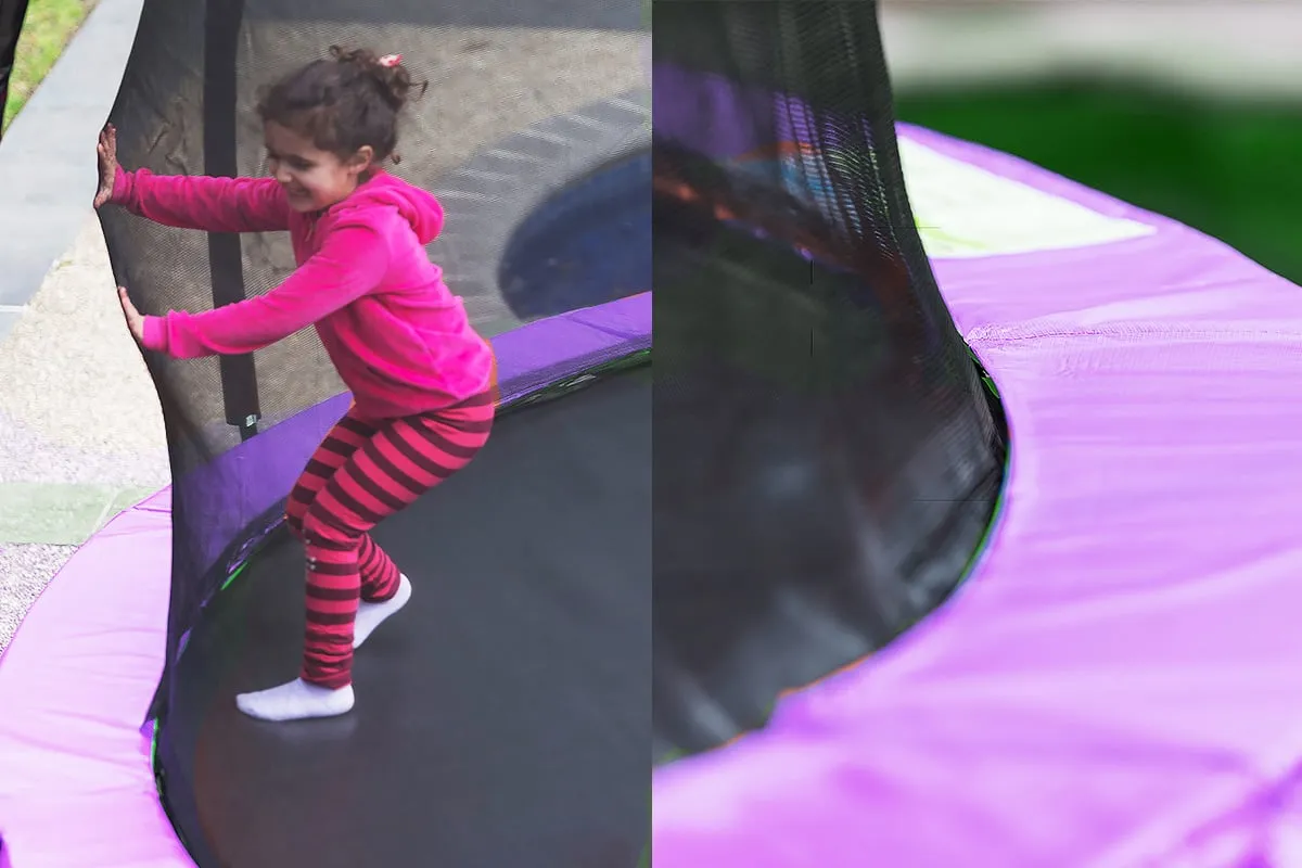 10ft Outdoor Trampoline With Safety Enclosure Pad | Ladder | Basketball Hoop Set | Purple | Kahuna