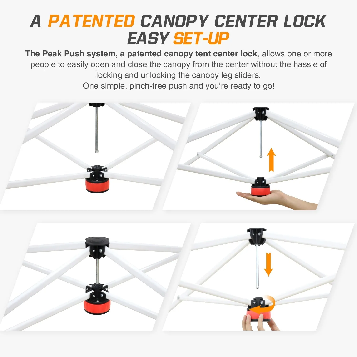 10x10 Slant Leg Pop-up Canopy Tent, 10x10 Base 8x8 Top (Orange Yellow Stripe)