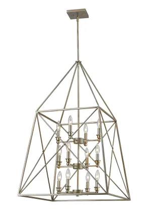 12 Light Pendant from the Trestle Collection in Antique Silver Finish by Z-Lite