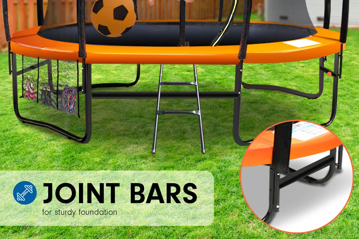 16ft Trampoline Safety Set: Ladder, Spring Mat, Net, Pad Cover - Orange
