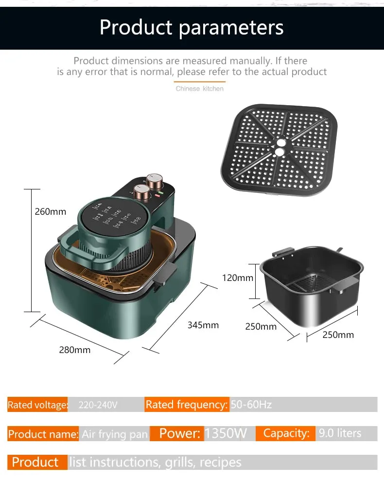 2023 New Arrival Kitchen Appliances Uses Rapid Circulation Oil Free Non Stick Cooking Deep Air Fryer