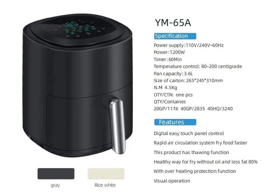2023 New Arrival Kitchen Appliances Uses Rapid Circulation Oil Free Non Stick Cooking Deep Air Fryer