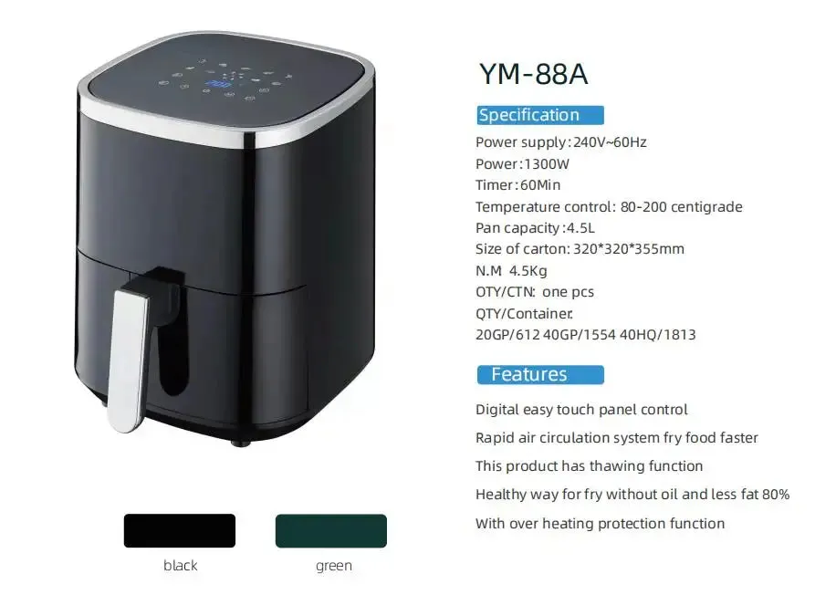 2023 New Arrival Kitchen Appliances Uses Rapid Circulation Oil Free Non Stick Cooking Deep Air Fryer