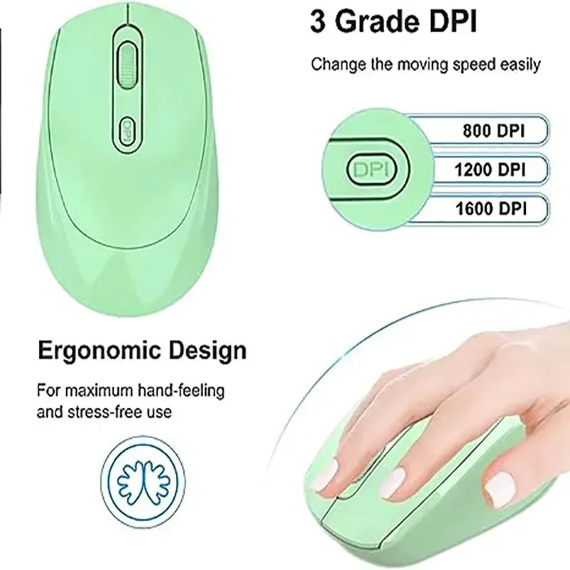 2.4G Rechargeable Dual Mode Wireless BT Mouse(Bluetooth 5.2 USB Receiver) Portable Silent Gaming Mouse,for Laptop/Desktop/Tablet