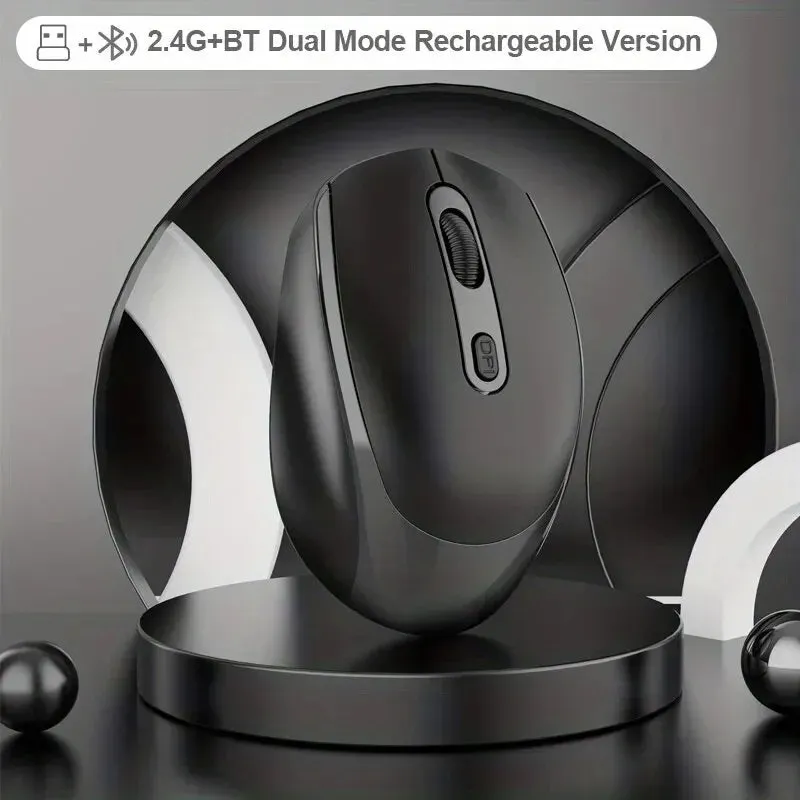 2.4G Rechargeable Dual Mode Wireless BT Mouse(Bluetooth 5.2 USB Receiver) Portable Silent Gaming Mouse,for Laptop/Desktop/Tablet