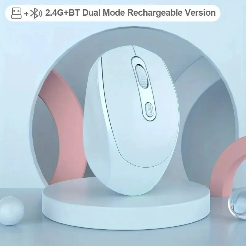 2.4G Rechargeable Dual Mode Wireless BT Mouse(Bluetooth 5.2 USB Receiver) Portable Silent Gaming Mouse,for Laptop/Desktop/Tablet
