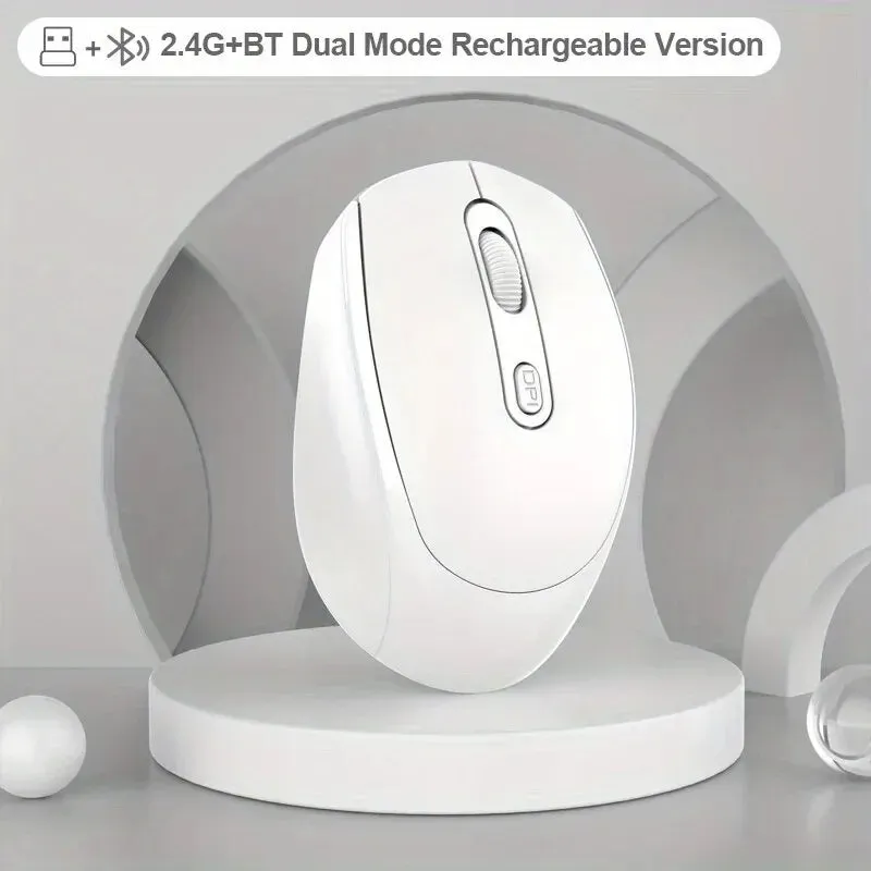 2.4G Rechargeable Dual Mode Wireless BT Mouse(Bluetooth 5.2 USB Receiver) Portable Silent Gaming Mouse,for Laptop/Desktop/Tablet