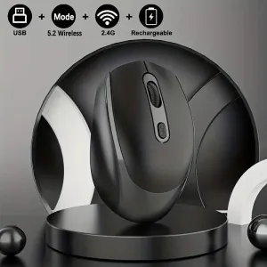 2.4G Rechargeable Dual Mode Wireless BT Mouse(Bluetooth 5.2 USB Receiver) Portable Silent Gaming Mouse,for Laptop/Desktop/Tablet