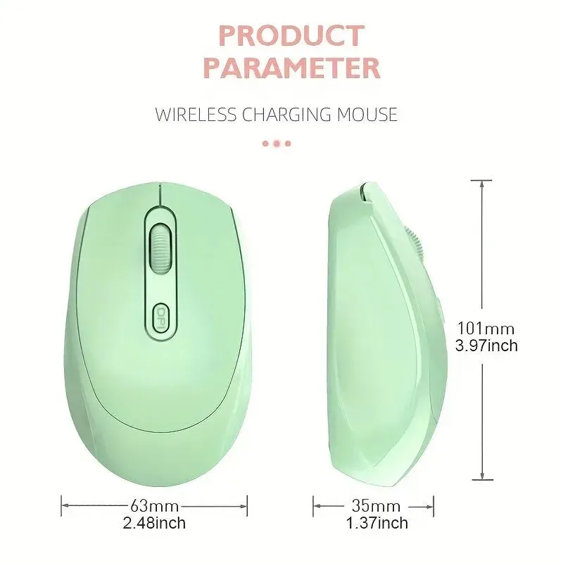 2.4G Rechargeable Dual Mode Wireless BT Mouse(Bluetooth 5.2 USB Receiver) Portable Silent Gaming Mouse,for Laptop/Desktop/Tablet