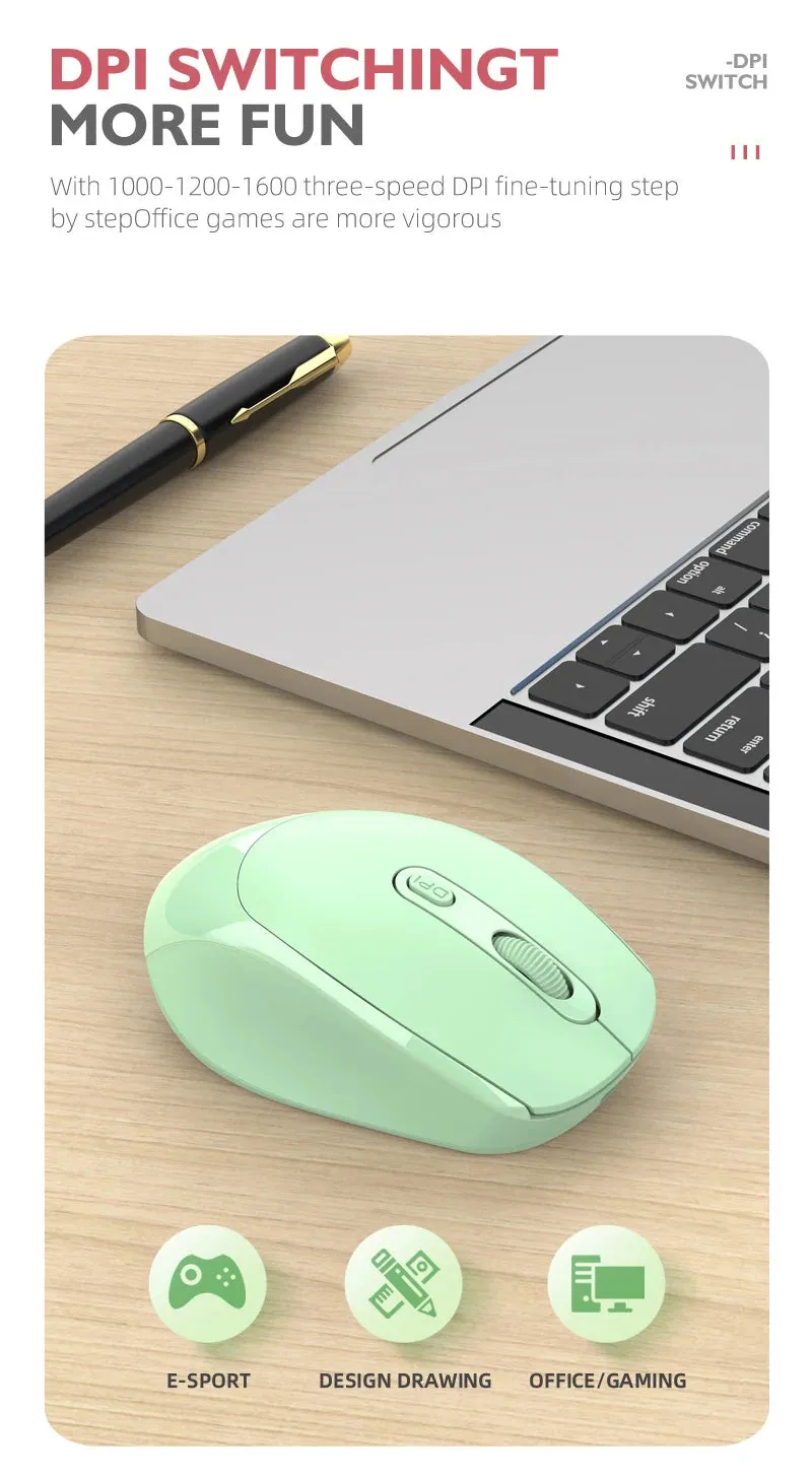2.4G Rechargeable Dual Mode Wireless BT Mouse(Bluetooth 5.2 USB Receiver) Portable Silent Gaming Mouse,for Laptop/Desktop/Tablet