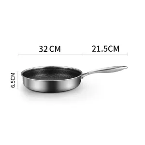 316 Stainless Steel Frying Pan | Non-Stick Cooking Frypan | 32cm Honeycomb Single Sided (without lid)
