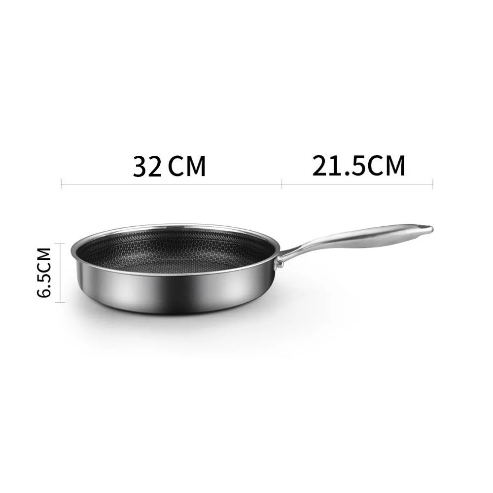 316 Stainless Steel Frying Pan | Non-Stick Cooking Frypan | 32cm Honeycomb Single Sided (without lid)