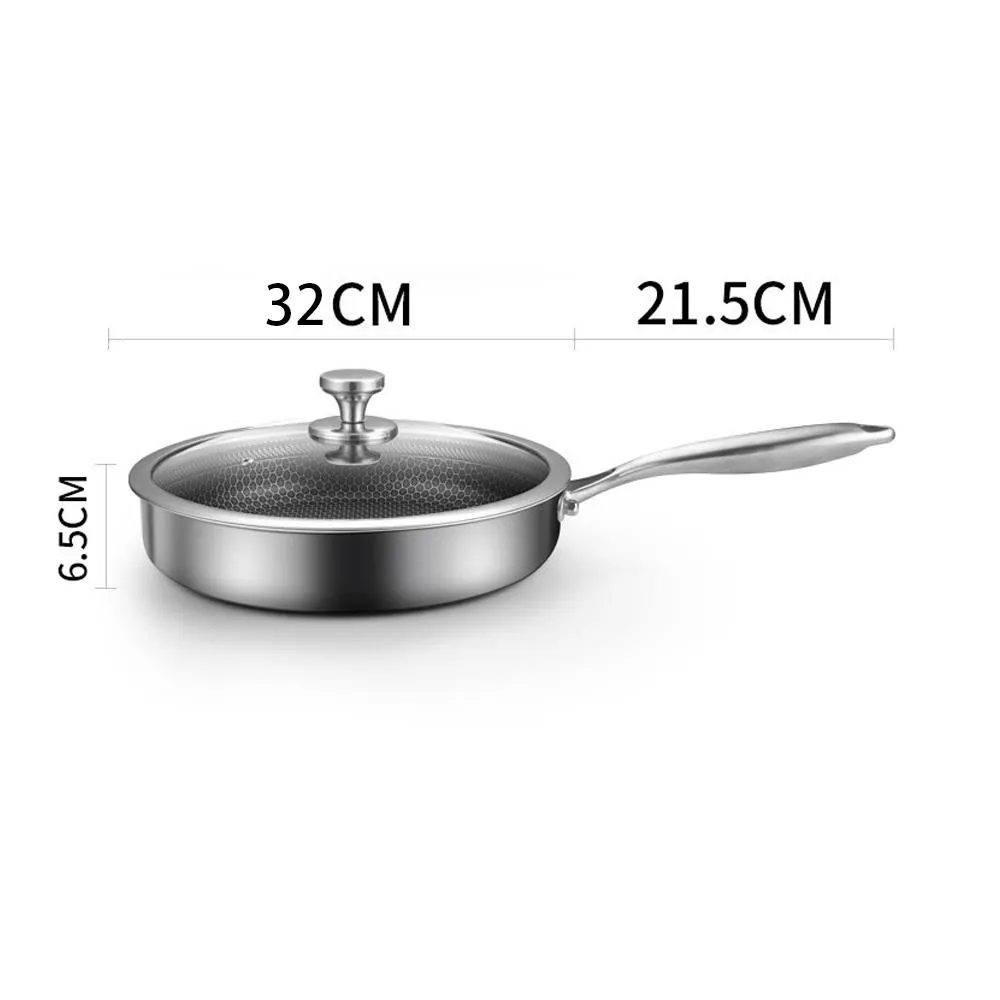 316 Stainless Steel Frying Pan | Non-Stick Cooking Frypan | 32cm Honeycomb Single Sided (without lid)