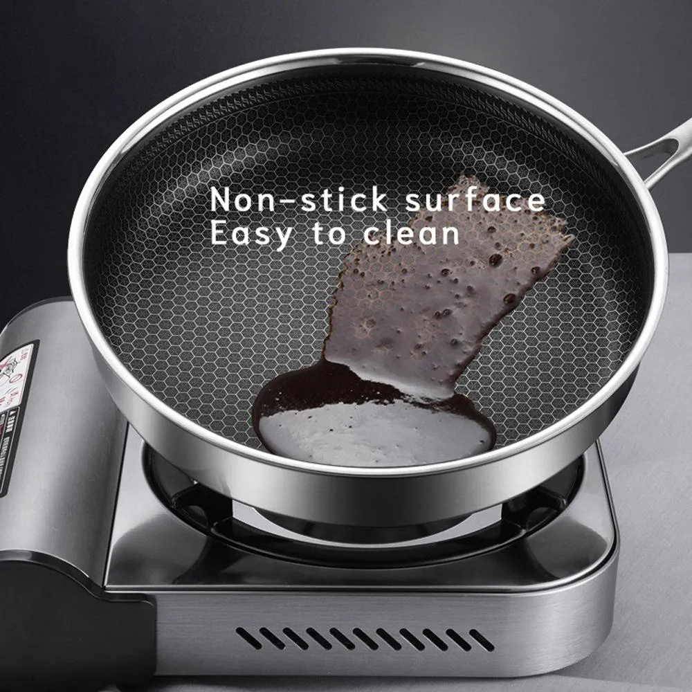 316 Stainless Steel Frying Pan | Non-Stick Cooking Frypan | 32cm Honeycomb Single Sided (without lid)