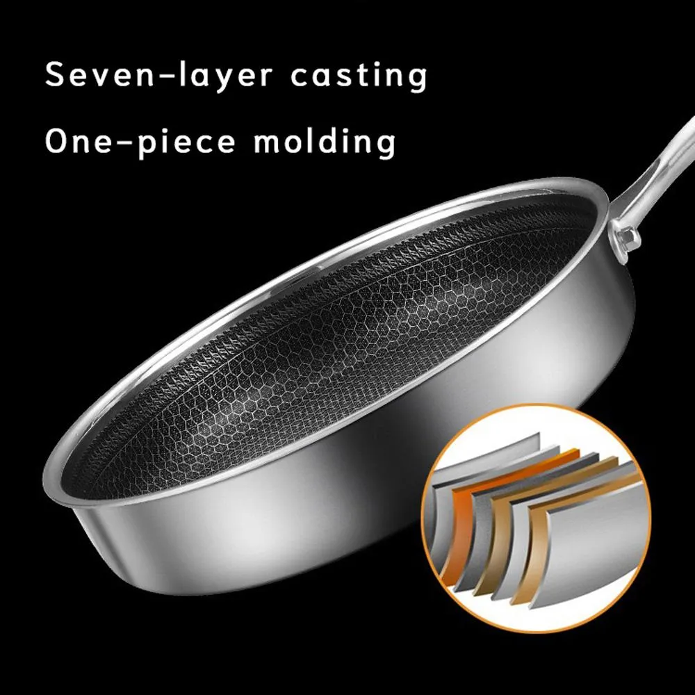 316 Stainless Steel Frying Pan | Non-Stick Cooking Frypan | 32cm Honeycomb Single Sided (without lid)