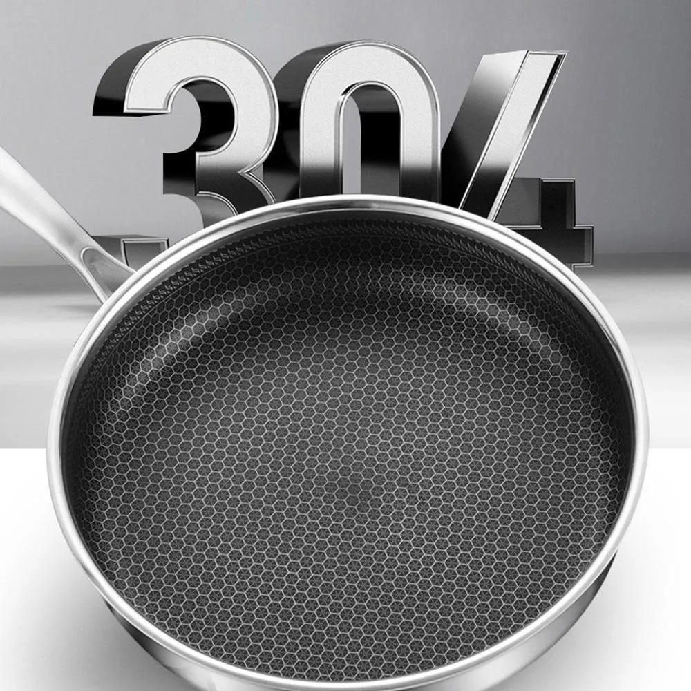 316 Stainless Steel Frying Pan | Non-Stick Cooking Frypan | 32cm Honeycomb Single Sided (without lid)