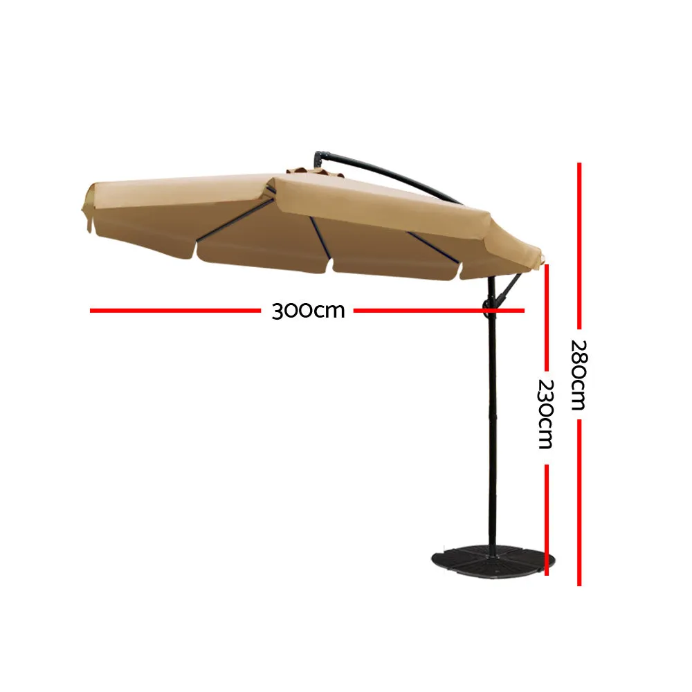 3m Outdoor Umbrella | Cantilever | Garden Beach Patio | Beige