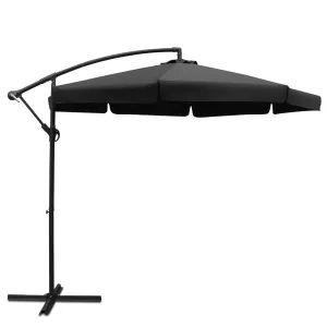 3m Outdoor Umbrella | Cantilever | Garden Beach Patio | Black
