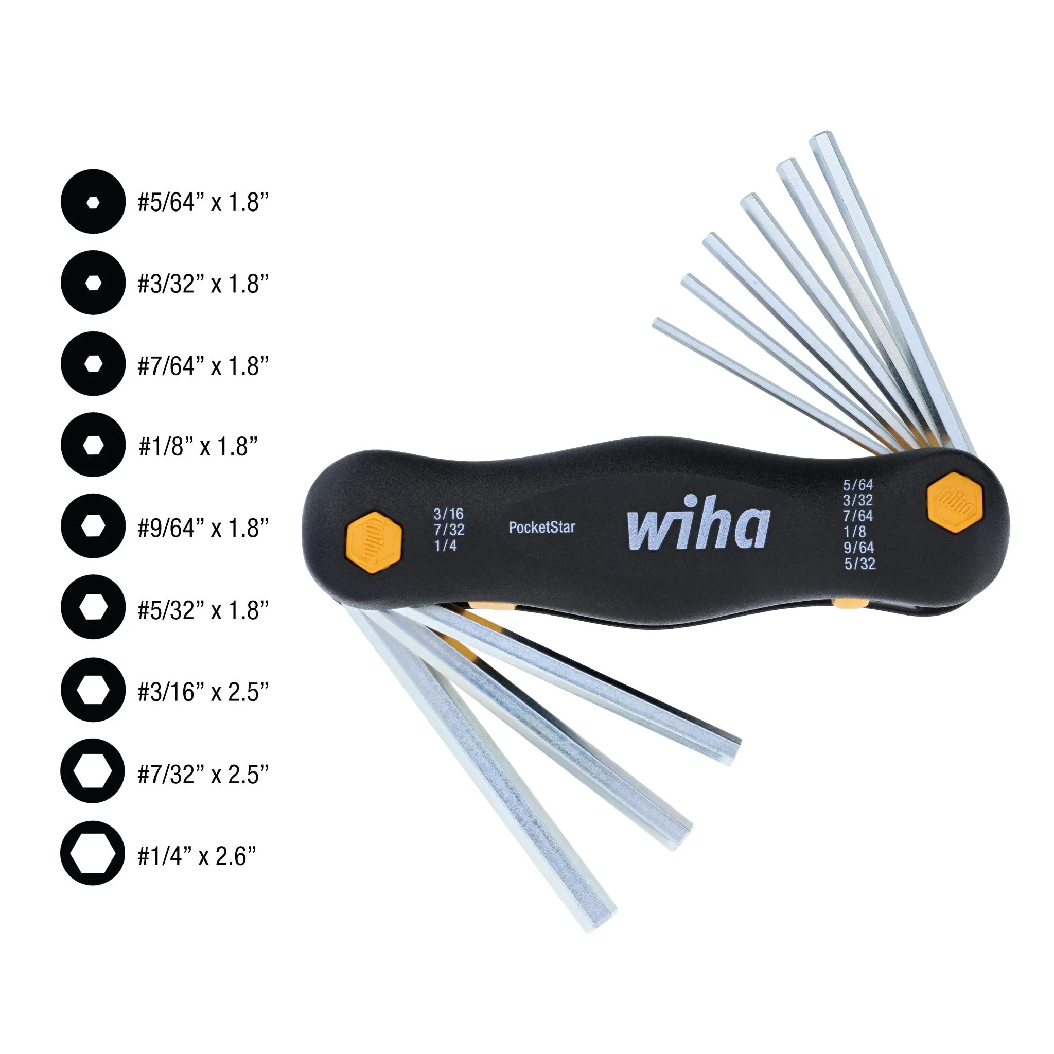 9 Piece PocketStar Fold-Out Hex Key Set - SAE