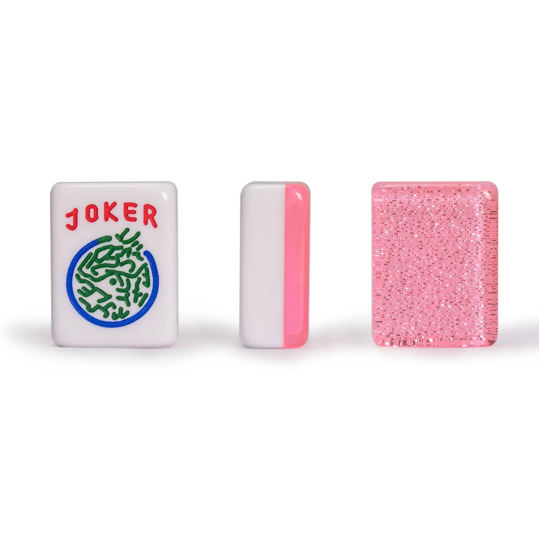 American Mahjong Set - Pink Sparkles -  with Aluminum Case,  All-in-One Racks with Pushers, Dice, Wind Indicator & Wright Patterson Scoring Coins