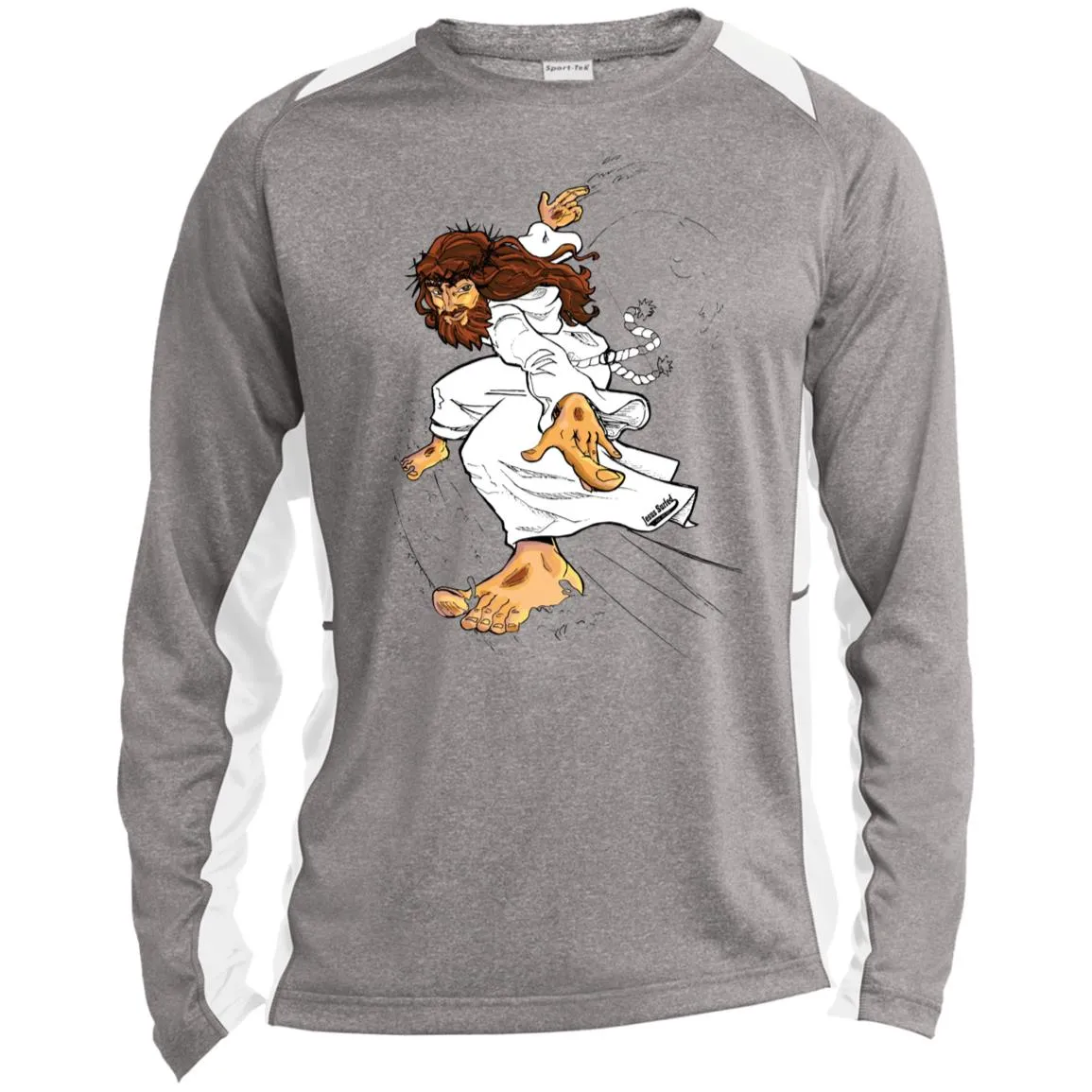 Big Jesus - Men's Long Sleeve Heather Colorblock Performance Shirt Performance Tee