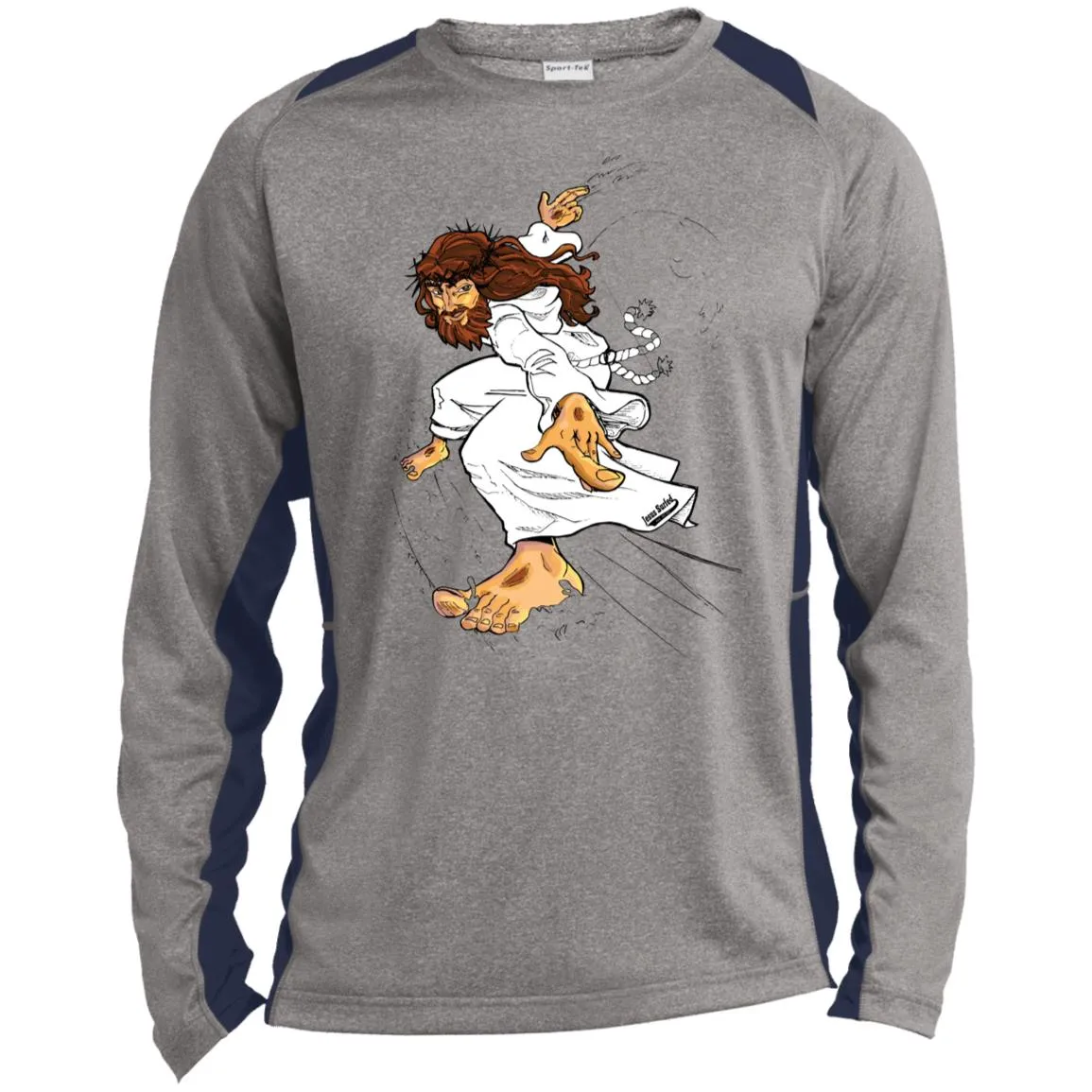 Big Jesus - Men's Long Sleeve Heather Colorblock Performance Shirt Performance Tee