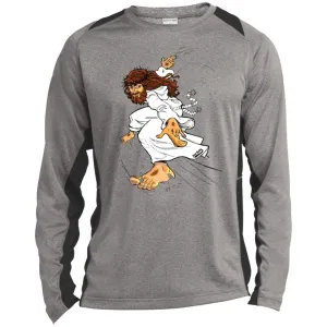 Big Jesus - Men's Long Sleeve Heather Colorblock Performance Shirt Performance Tee