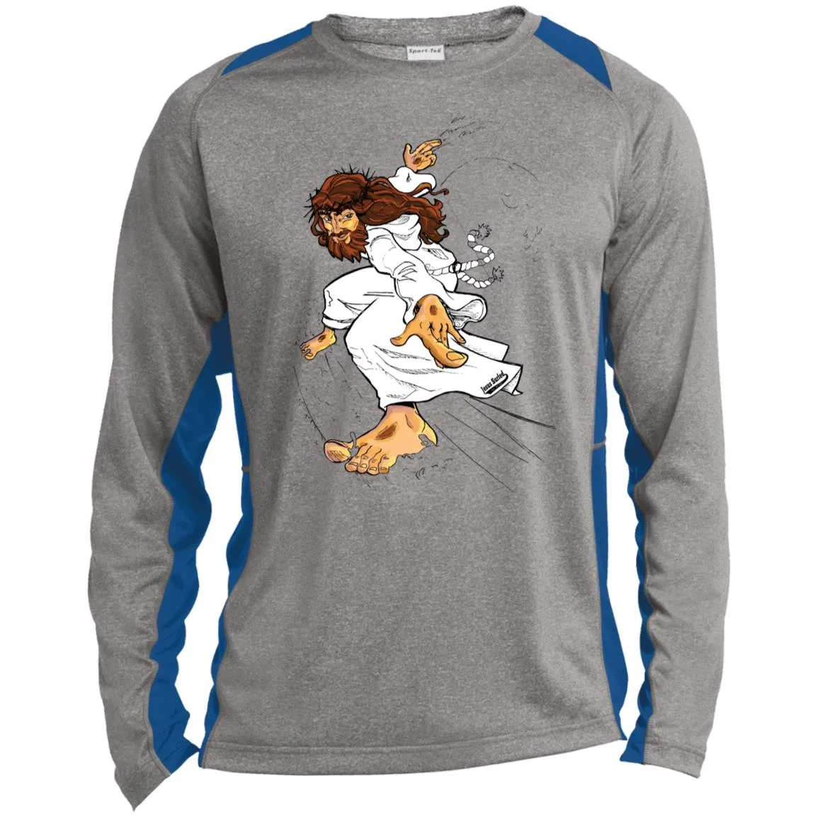 Big Jesus - Men's Long Sleeve Heather Colorblock Performance Shirt Performance Tee