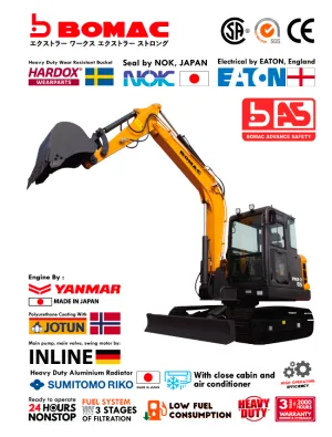 BOMAC Heavy Duty Excavator with YANMAR Engine, JAPAN  Model : BE62-9E-CT
