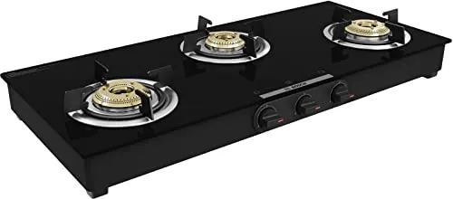 Bosch Glasstop gas stove hob 80 cm 3 Burner (PNW1E6W10I),Manual Ignition,Safety, Reliability, High Efficiency,Life Warranty* on Glass
