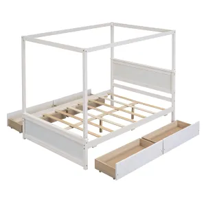 Canopy Platform Bed With Drawers, Support Slats, No Box Spring Needed by Couch.com