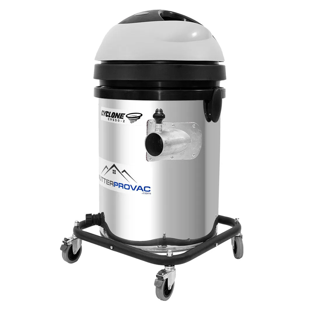 Cyclone 2400W Stainless Steel 13 Gallon Domestic 120v Gutter Vacuum with 28 Foot Aluminum Gutter Poles and Bag