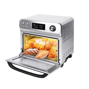 E-Macht Air Fryer Toaster Oven, 24 QT 10-In-1 Convection Countertop Oven Combination w/ 6 Accessories, Stainless Steel Finish, 1700W