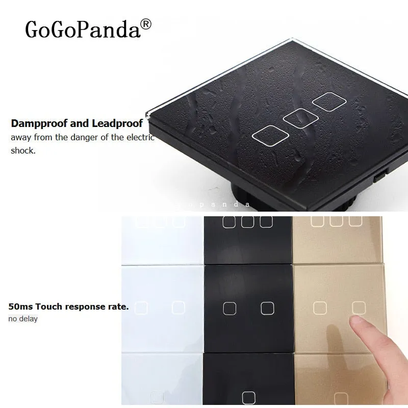 Free Shipping EU Standard 1 Gang 2 Gang 3 Gang 1 Way Wall Light Controler Smart Home Automation Touch Switch EU-1G1W