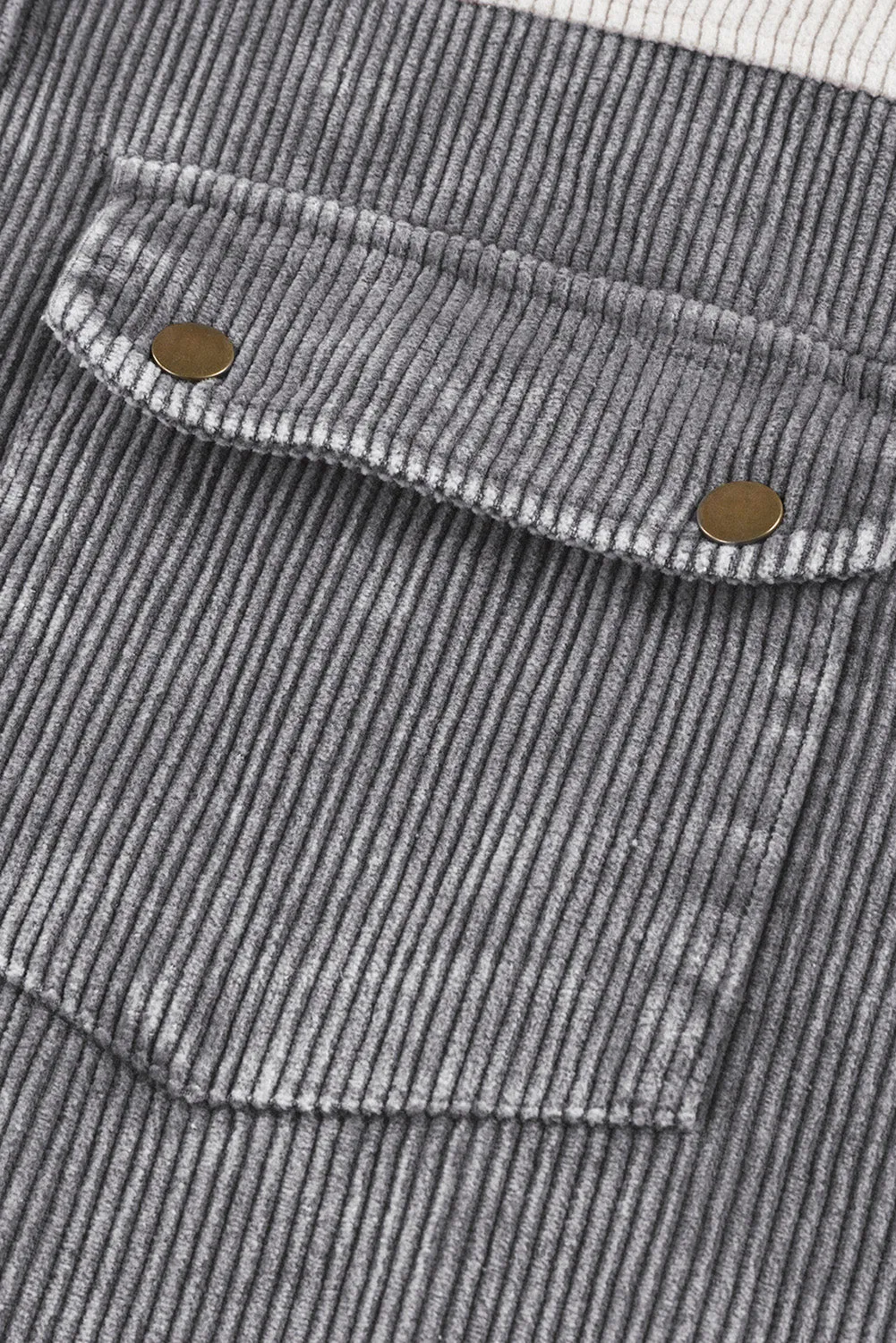 Gray Color Block Hooded Corduroy Jacket