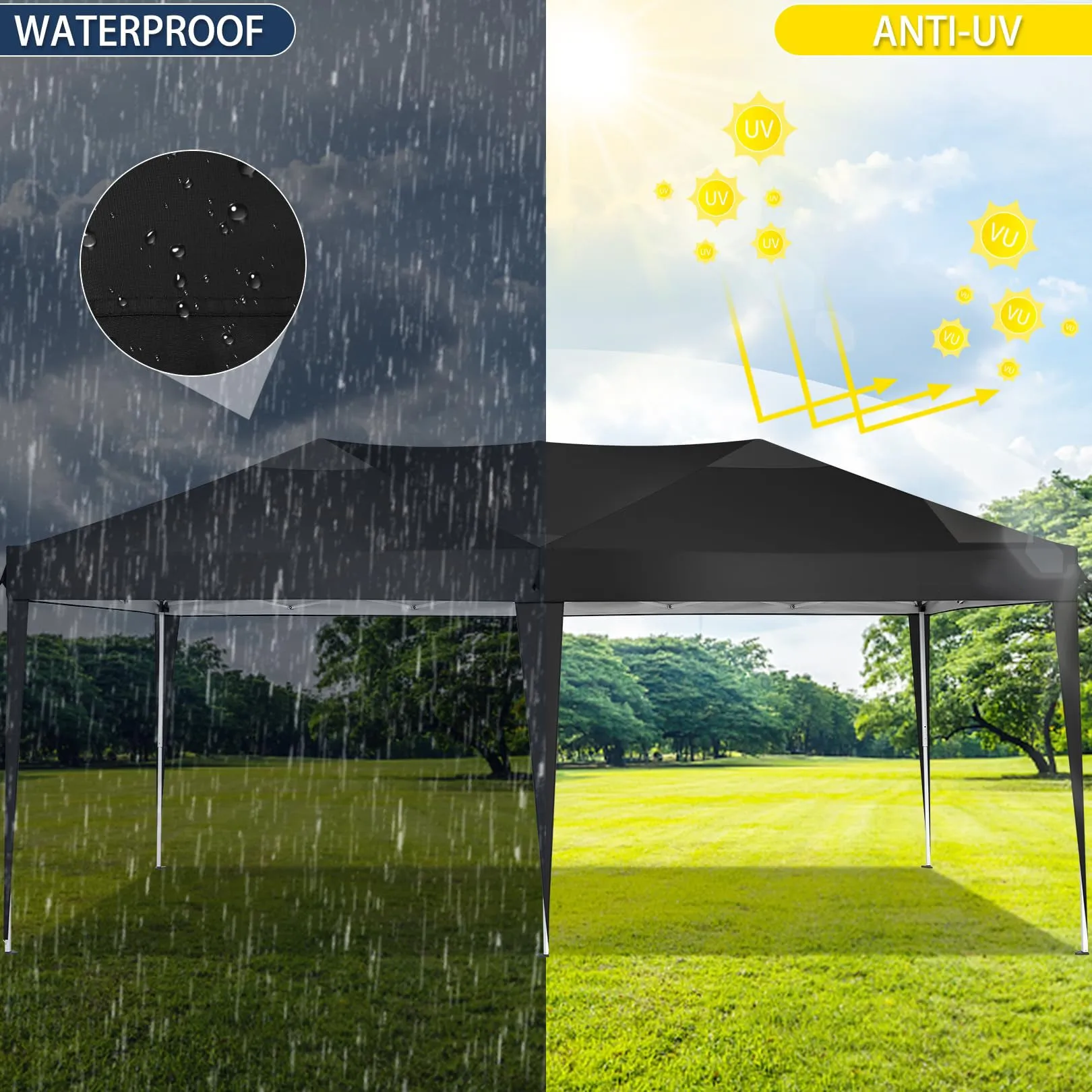 HOTEEL 10x20 Pop Up Canopy Tent Outdoor Shelter for Parties Weddings, Easy Set Up Waterproof Portable Canopy with Carry Bag & 4 Sandbags