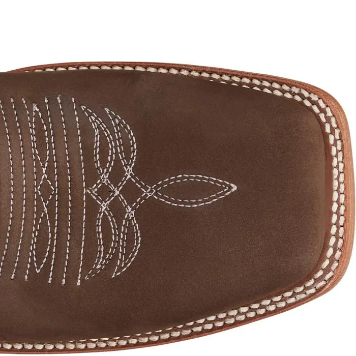 Justin Dark Brown/White Square Toe