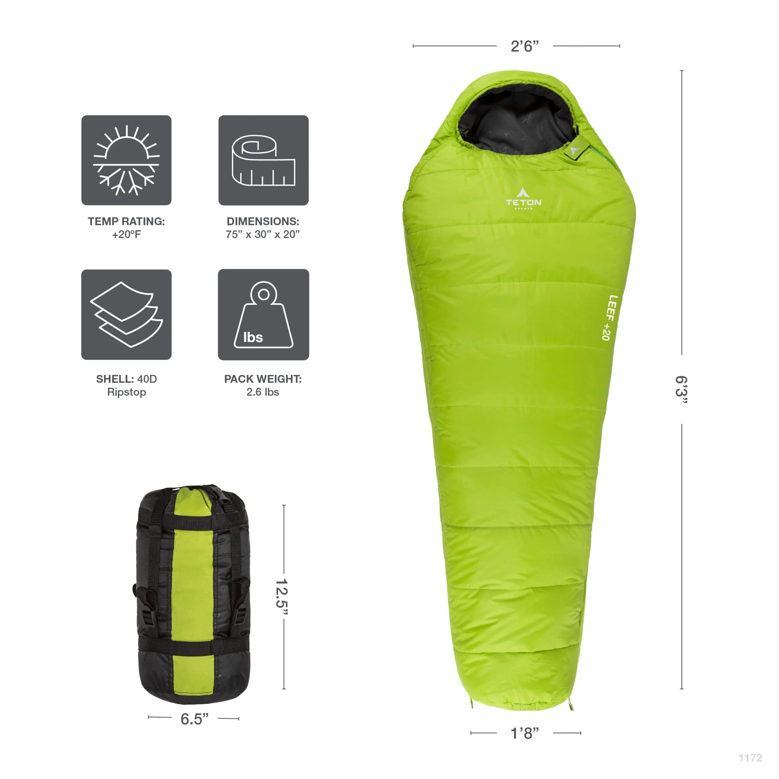 LEEF 20˚F Mummy Sleeping Bag 2021