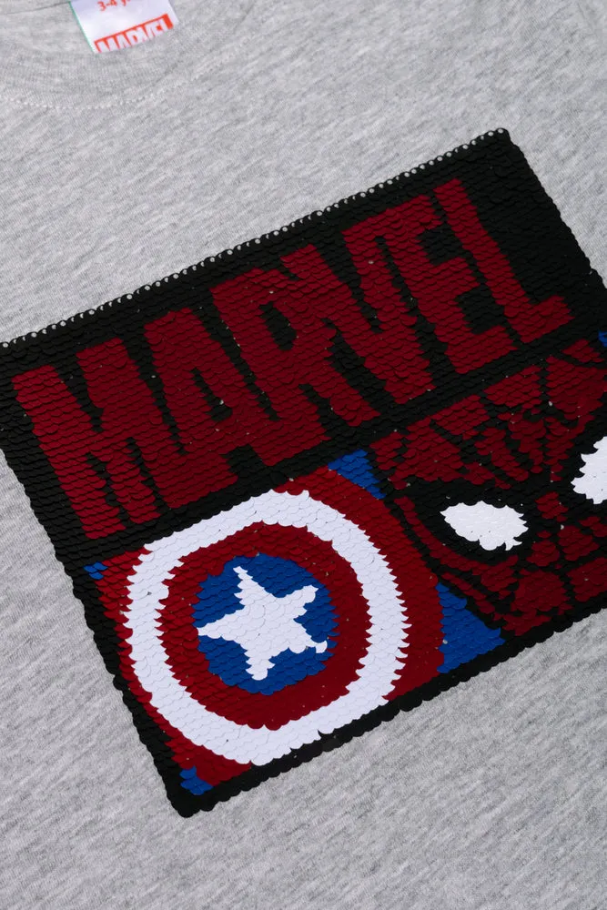 Marvel Sequin Long Sleeve T-Shirt Grey