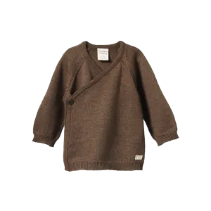 Nature Baby Merino Knit Kimono Jacket - Acorn Marl