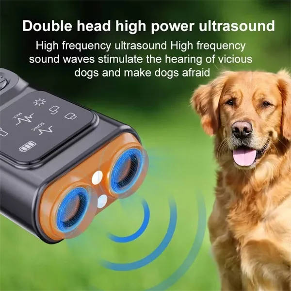 Ultrasonic Dog Bark Control  Dual Head Bark Deterrent with High-Frequency Flashlight | Long-Lasting, Safe & Effective
