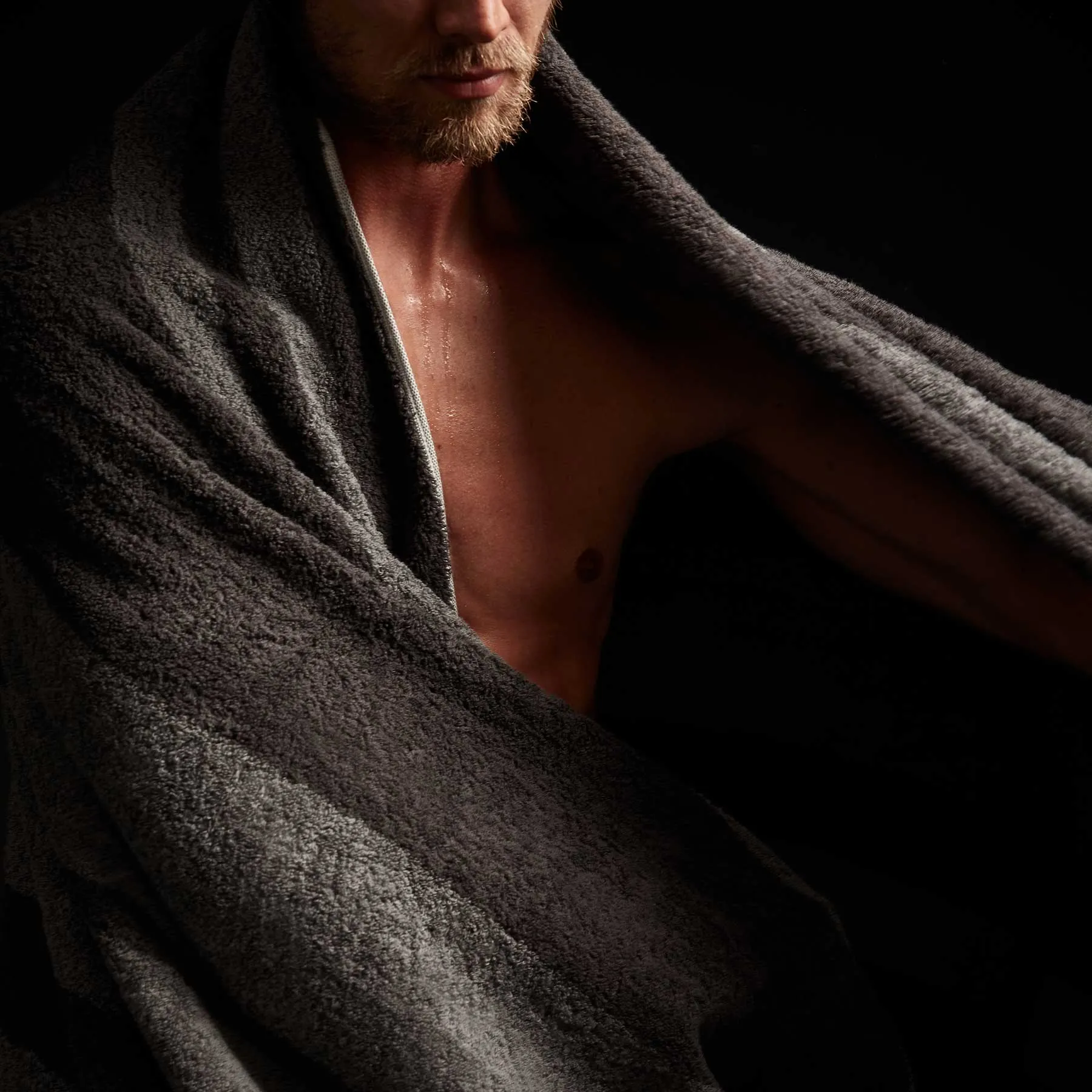 Wide Stripe Beach Towel - Slate/Raccoon Grey