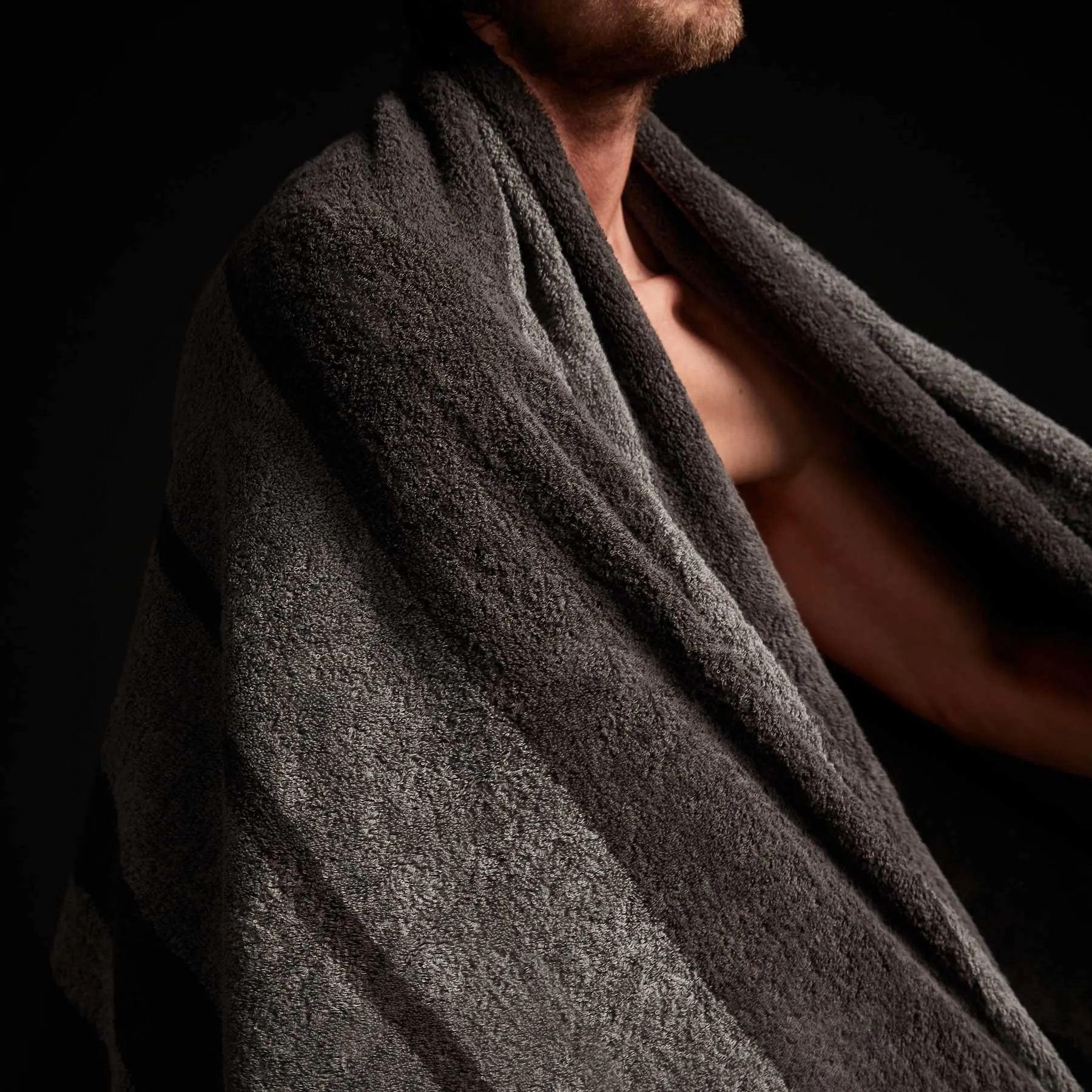 Wide Stripe Beach Towel - Slate/Raccoon Grey