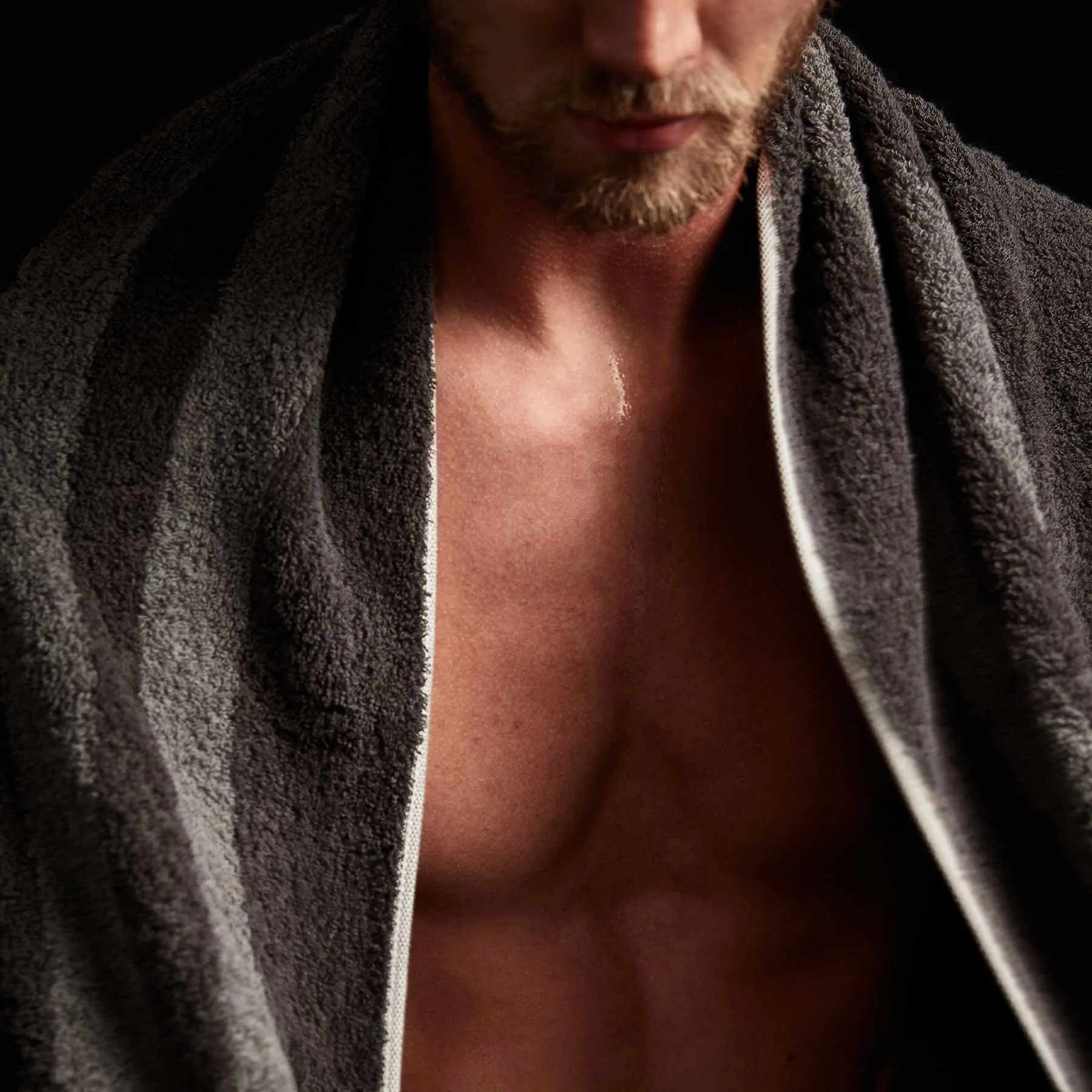 Wide Stripe Beach Towel - Slate/Raccoon Grey