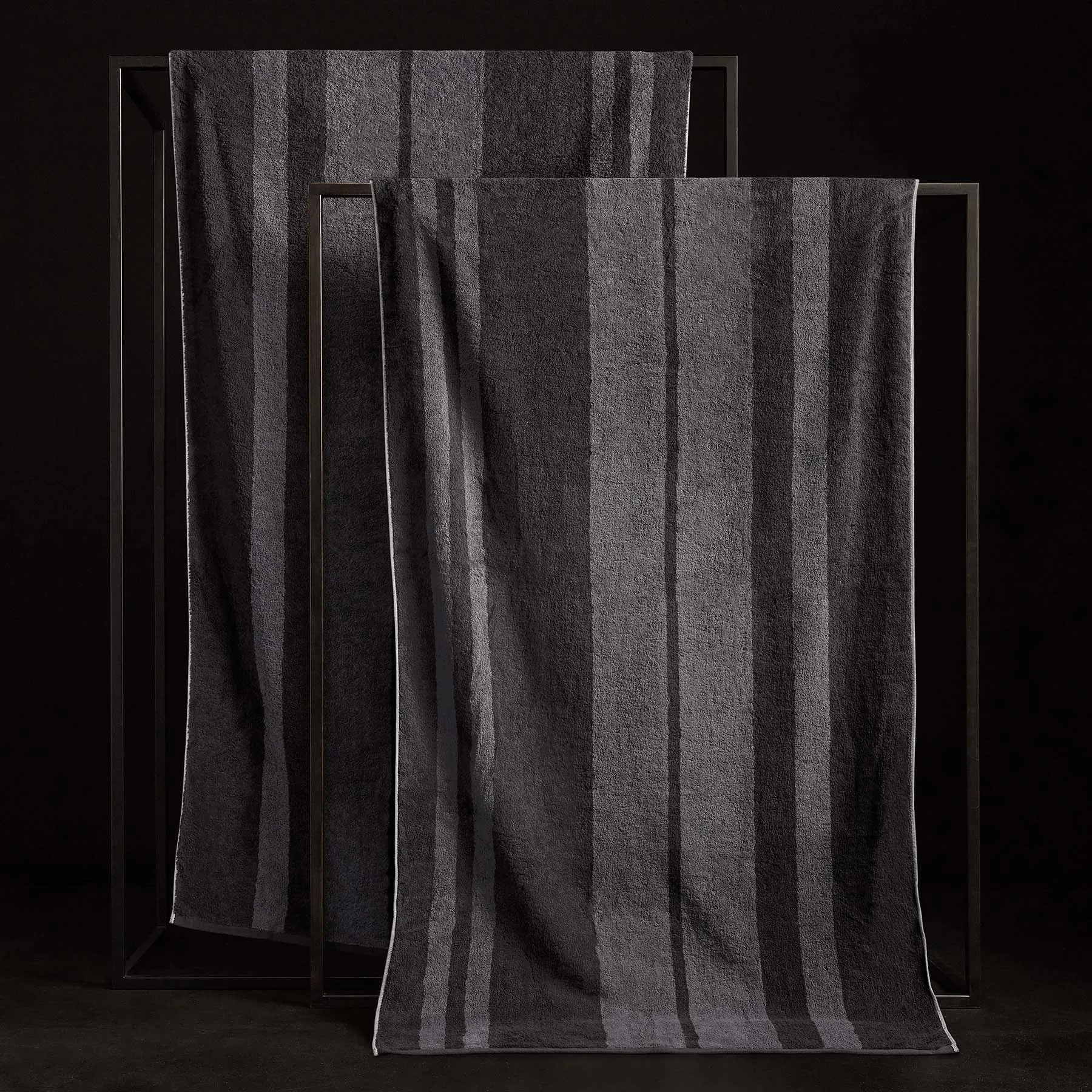 Wide Stripe Beach Towel - Slate/Raccoon Grey