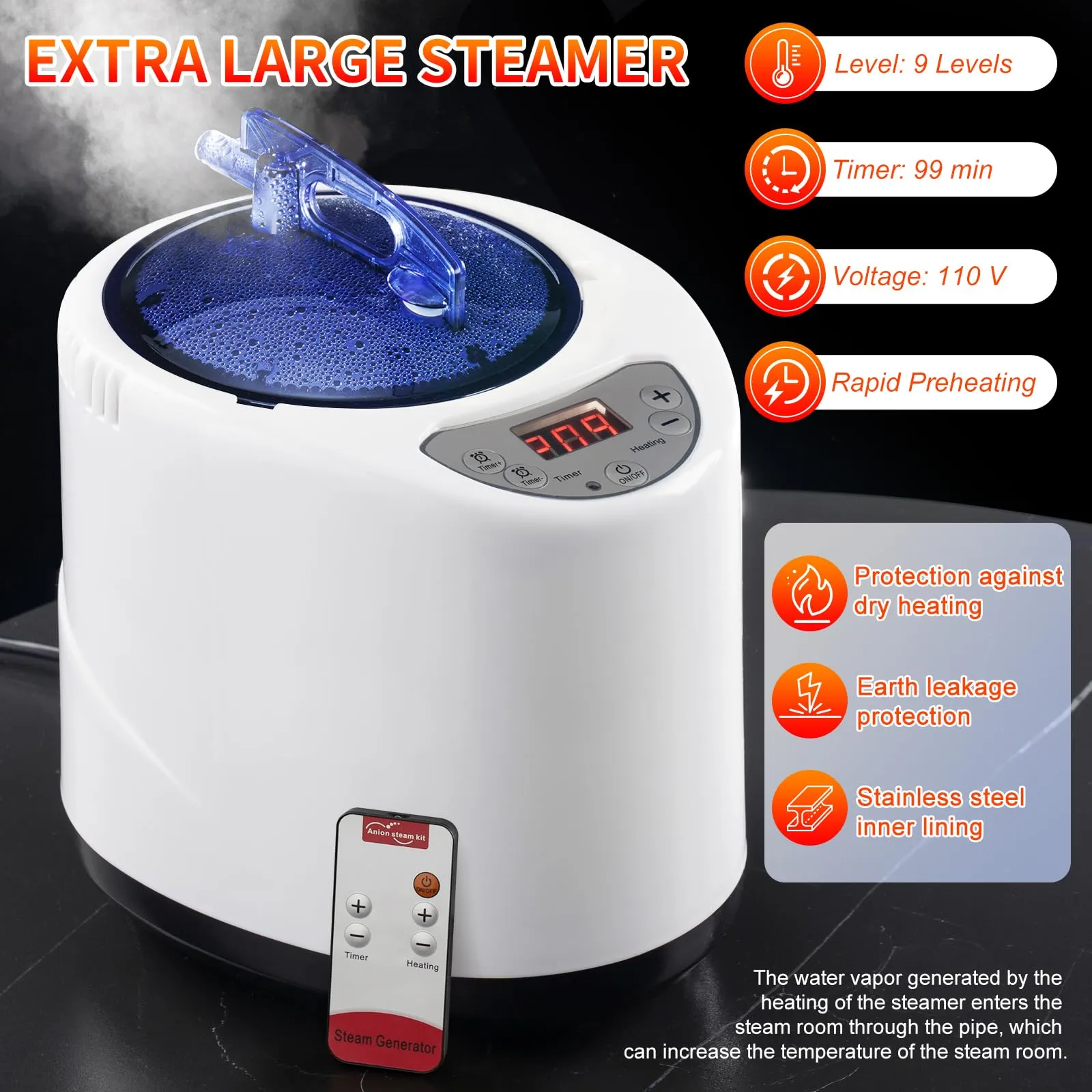 X-Vcak Sauna Box, Portable Steam Sauna, Portable Sauna for Home, Sauna Tent with Steamer, 9 Levels, 2.6 x 2.6 x 5.9